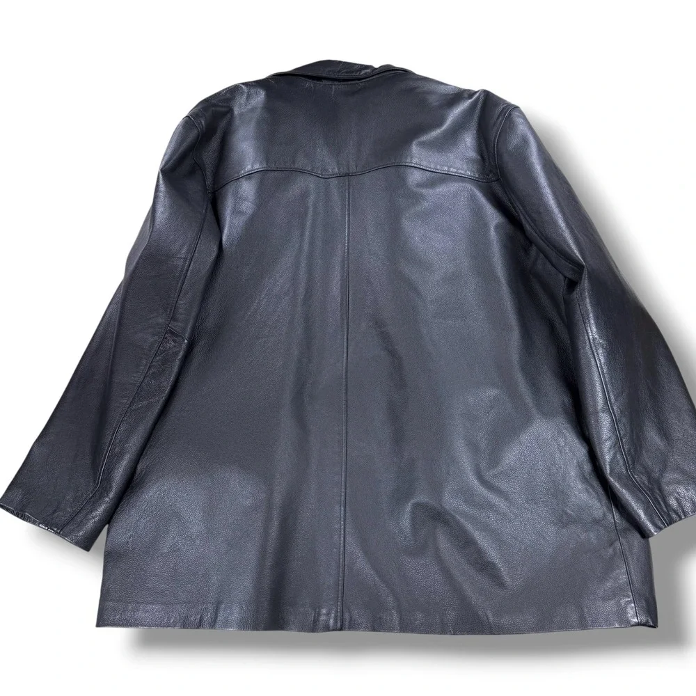 VTG Hind Leather Jacket Mens 3XL Black‎ Genuine Leather Faux Fur Lined Coat